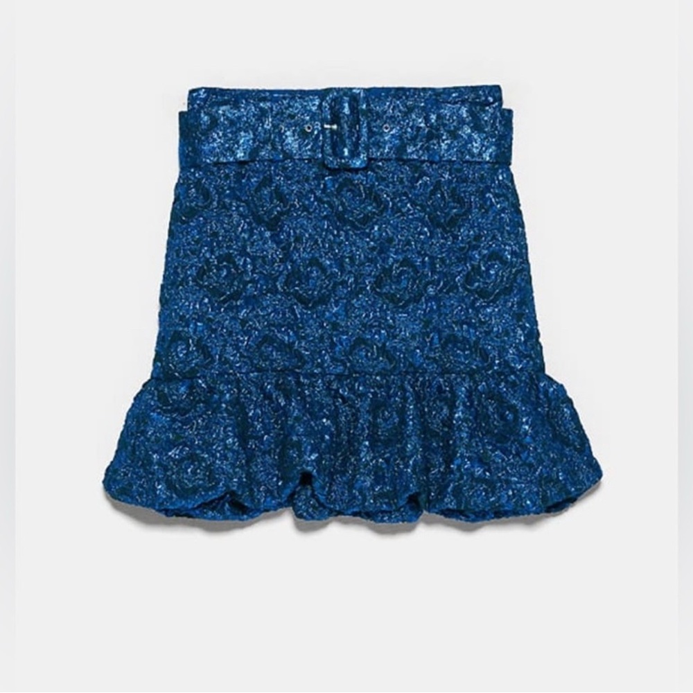 Zara Blue Textured Mini Skirt